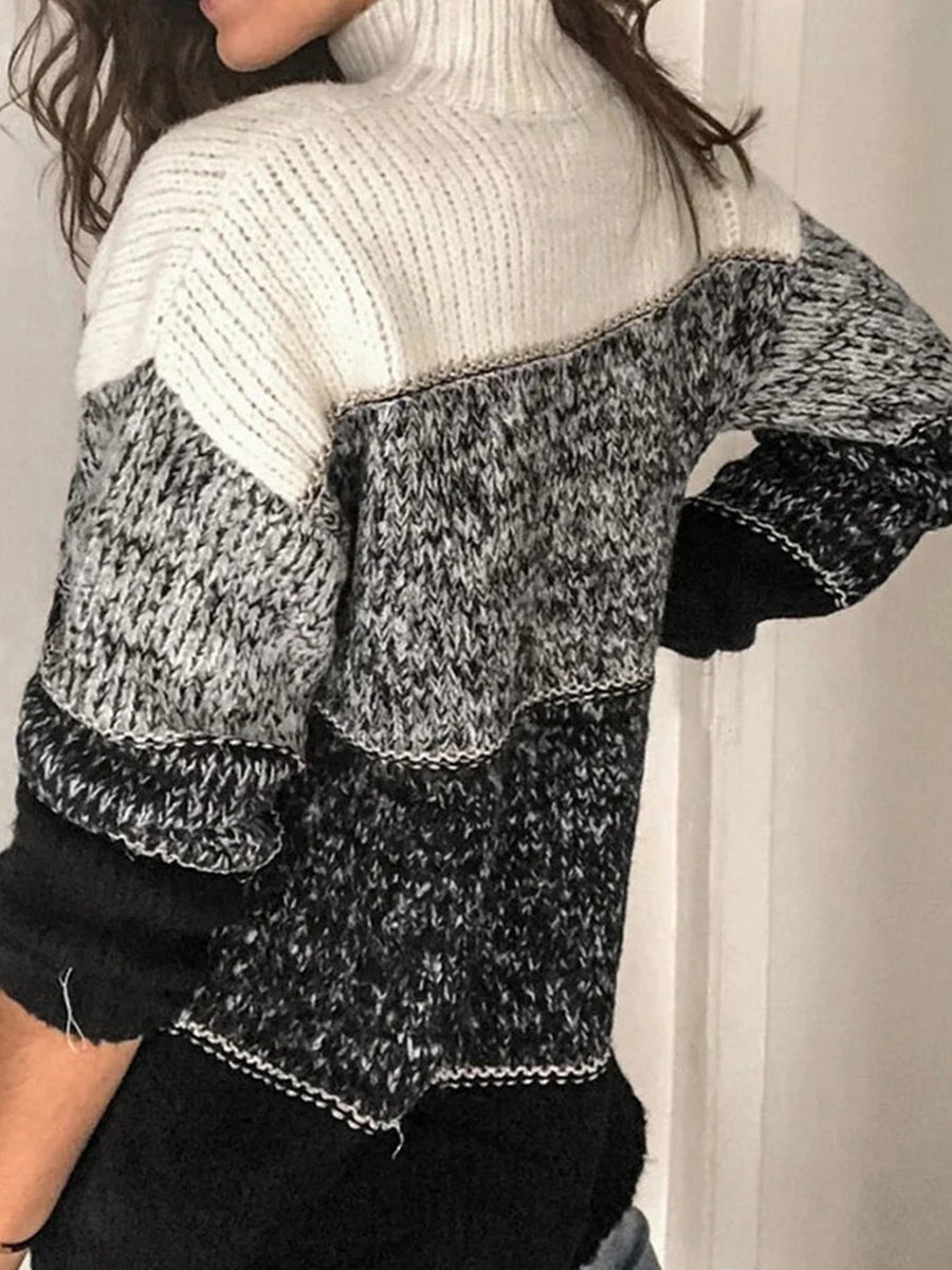 Black and White High Neck Sweater
