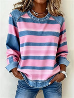 Casual Striped Round Neck Long Sleeve Sweatshirt