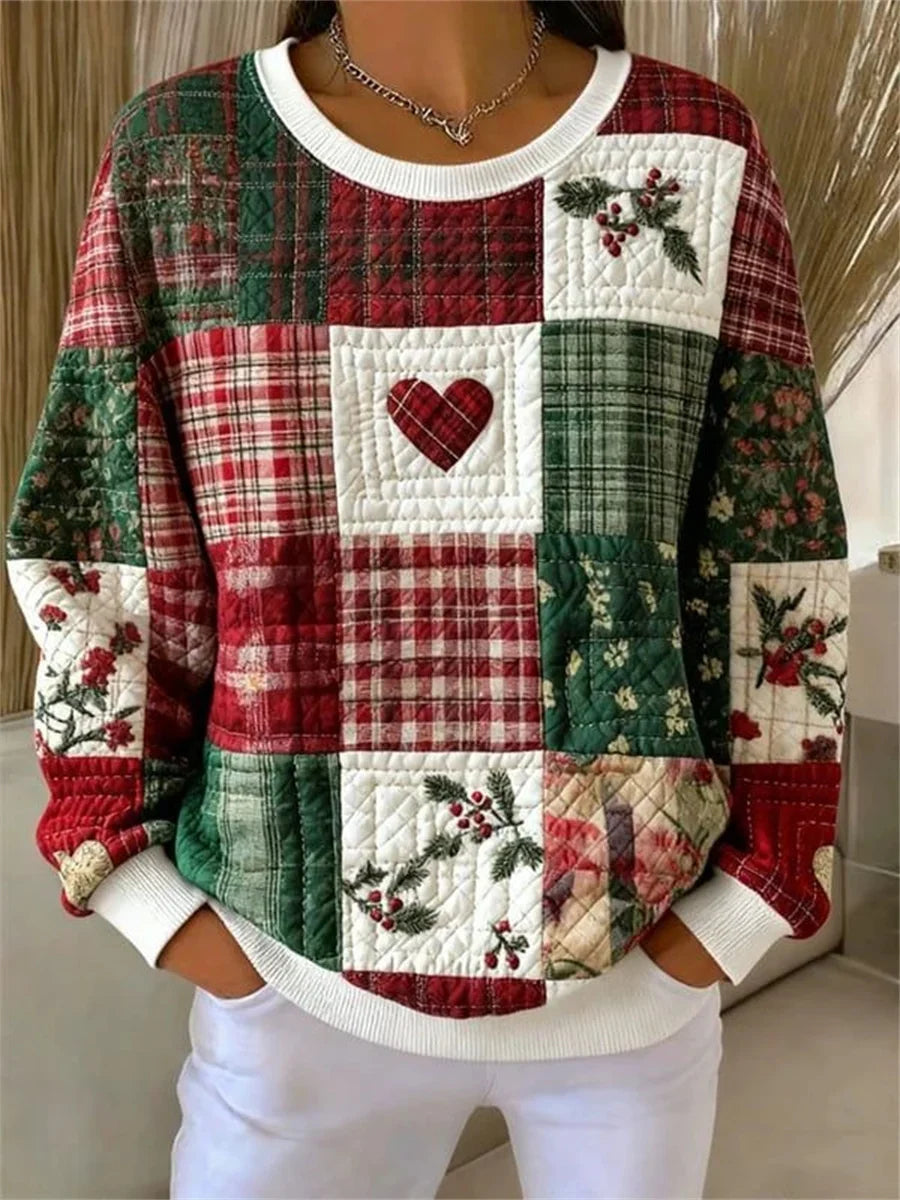 Casual Christmas Round Neck Long Sleeve Sweatshirt