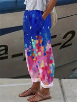 Women's Art Color Block Design Lace-Up With Elastic Waist Loose Casual Pants