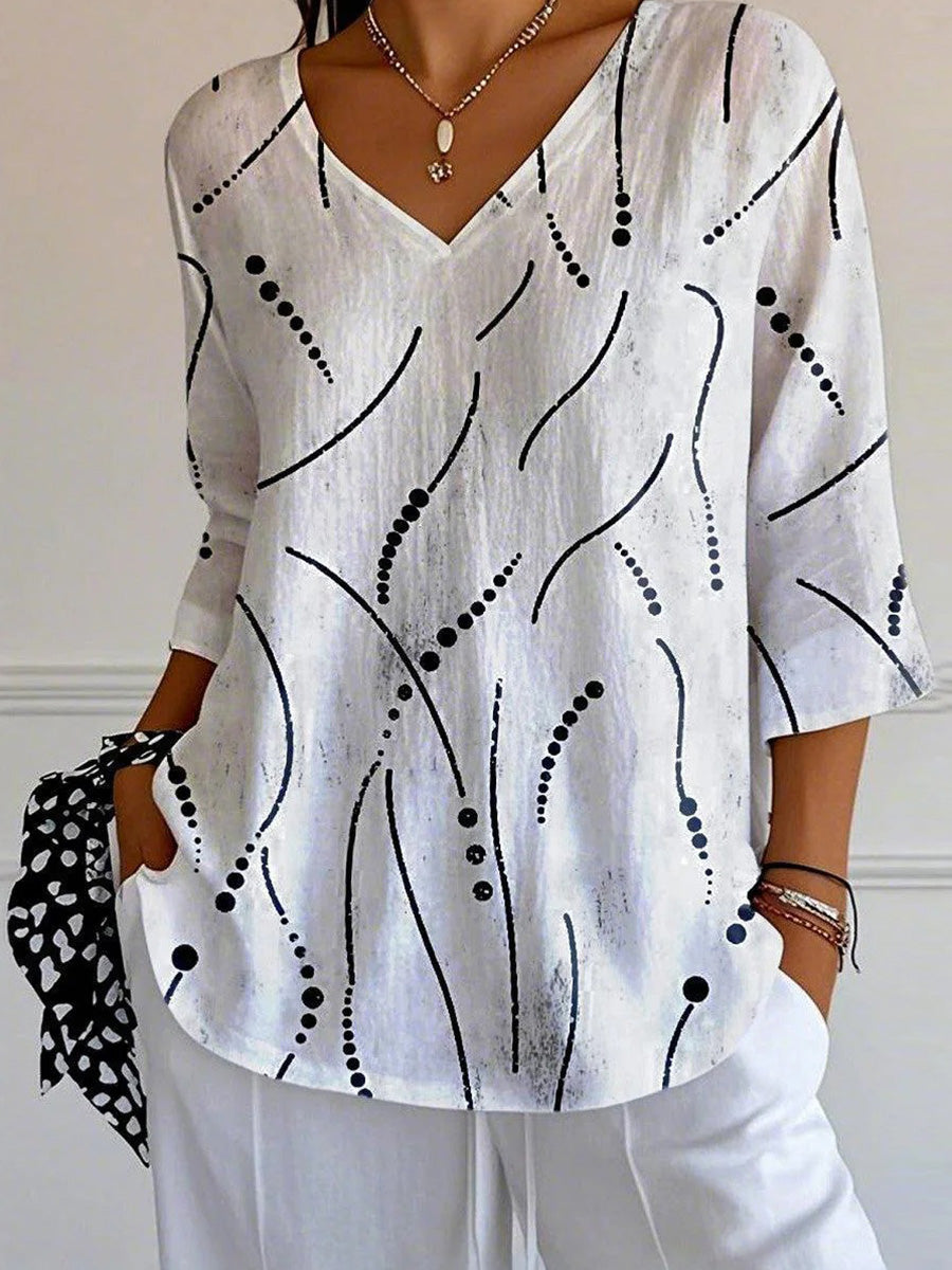 Special V-Neck 3/4 Sleeve Top