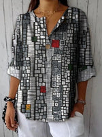 Vintage Geometric Print Blouse