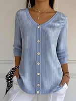 Breezy Long Sleeve Striped Print Top