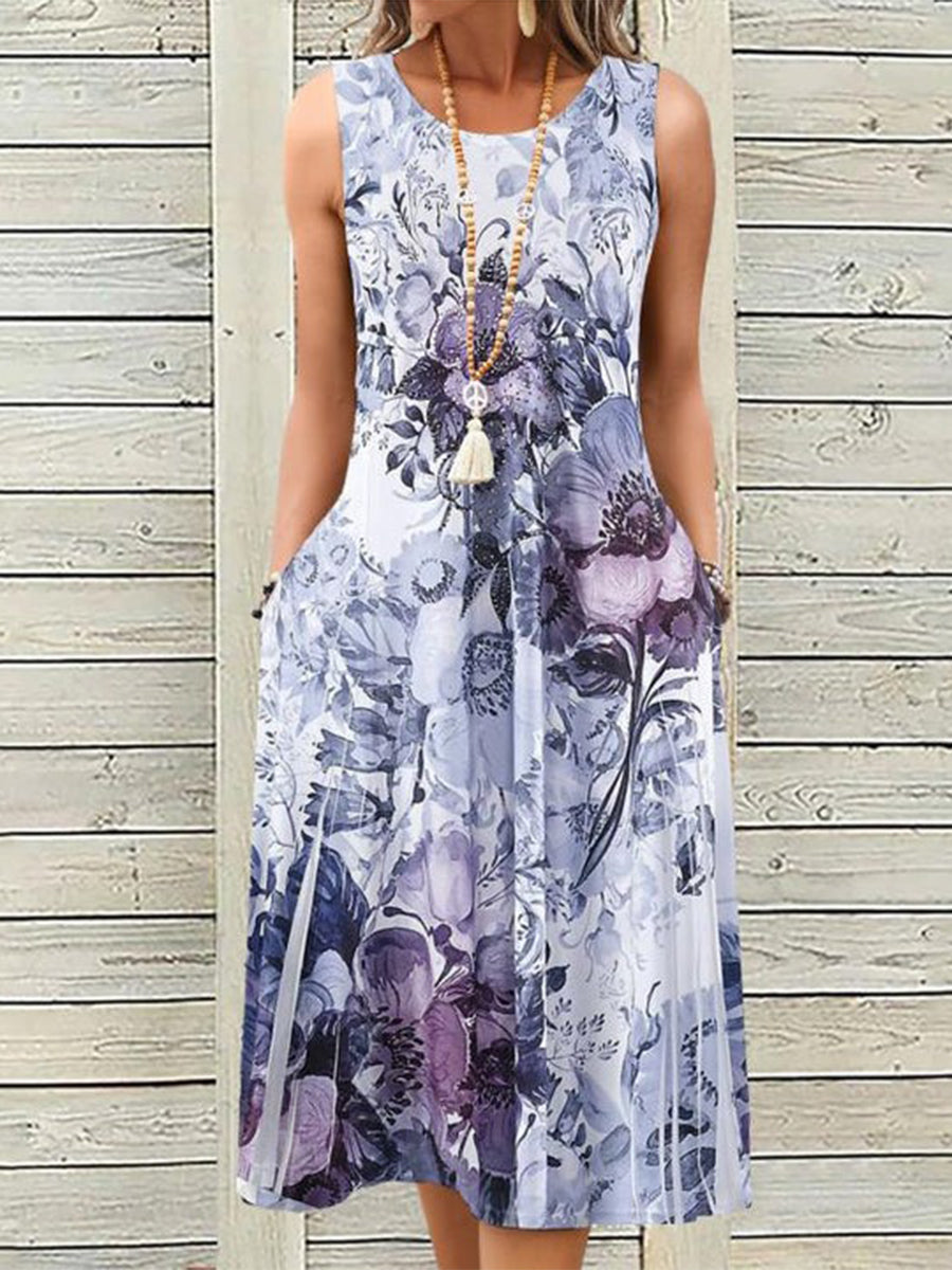 Vintage Floral Print Dress