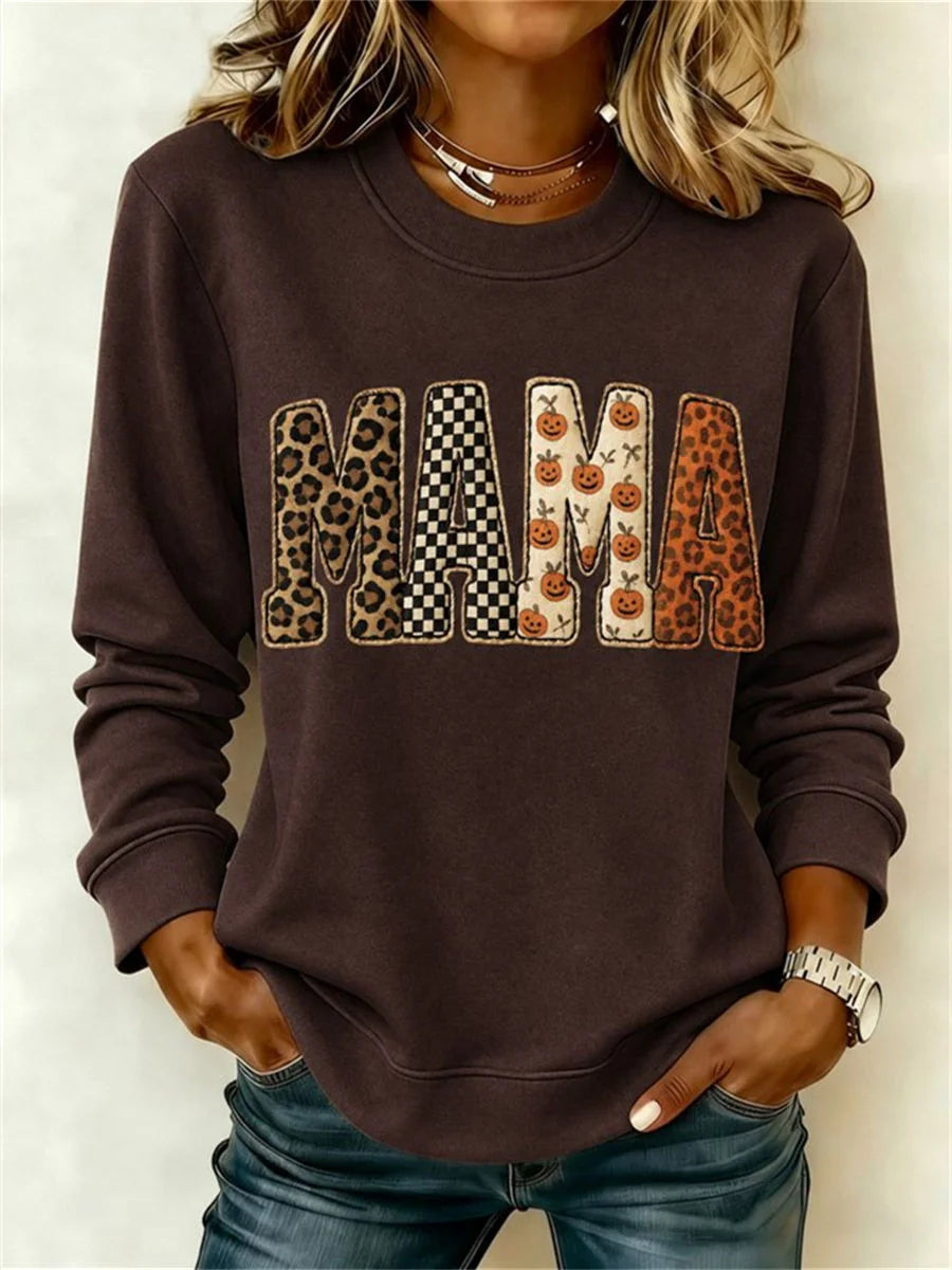 Casual Text Letters Crew Neck Long Sleeve Sweatshirt