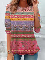 Sweet Pink Round Neck Long Sleeve Top