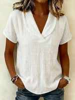 Casual Solid Colour Short Sleeve Blouse