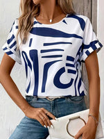 Casual Abstract Round Neck Short Sleeve T-Shirt