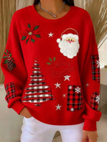 Casual Plaid Crew Neck Long Sleeve Sweatshirt