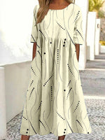 Casual Vintage Round Neck Half Sleeve Dress