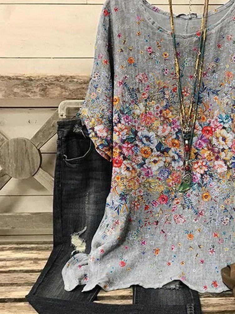 Irregular Print Short Sleeve Blouse