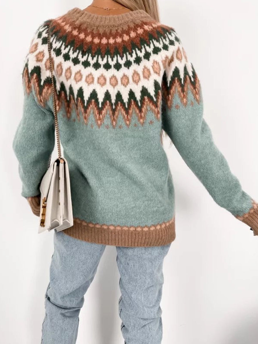 Youthful Print Long Sleeve Sweater