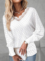 Popular Plain V-Neck Long Sleeve Top