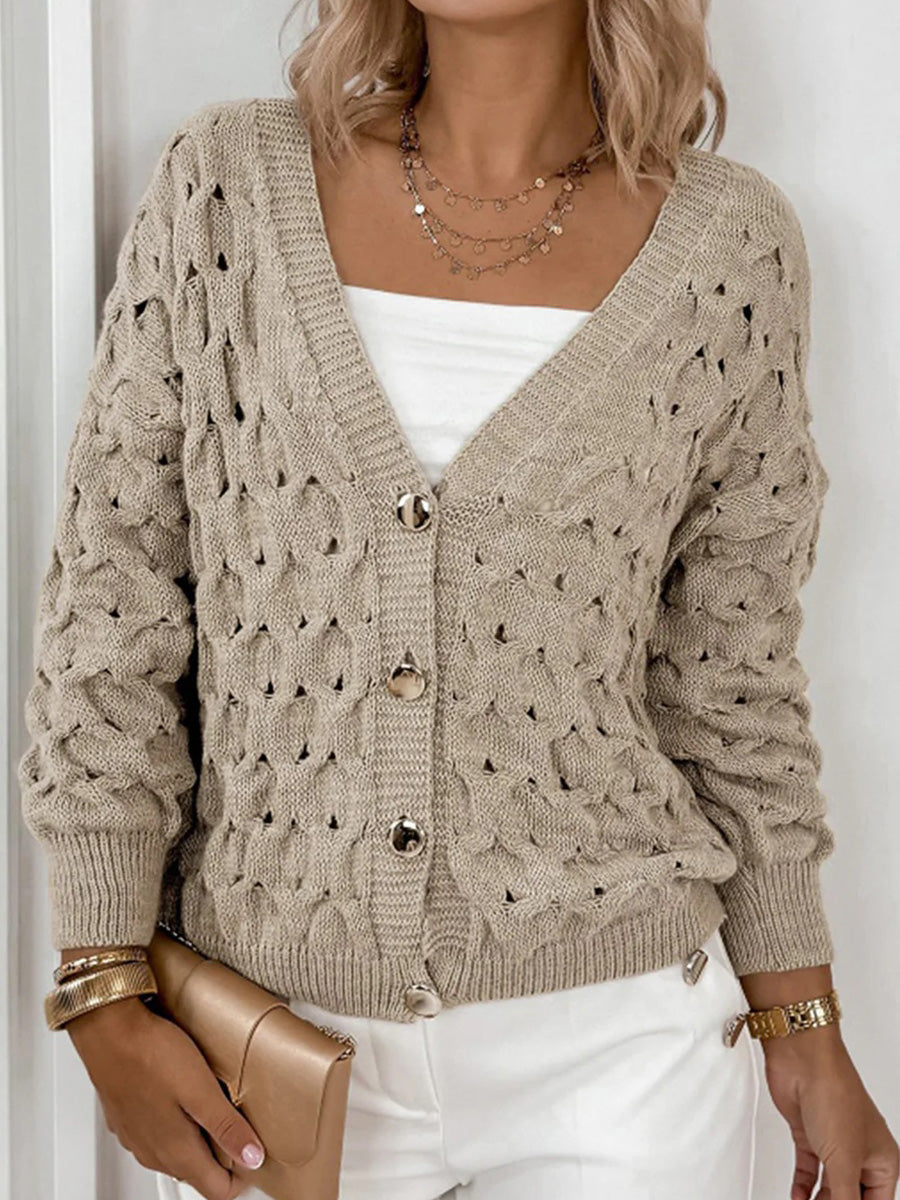 Khaki Plain Long Sleeve Cardigan