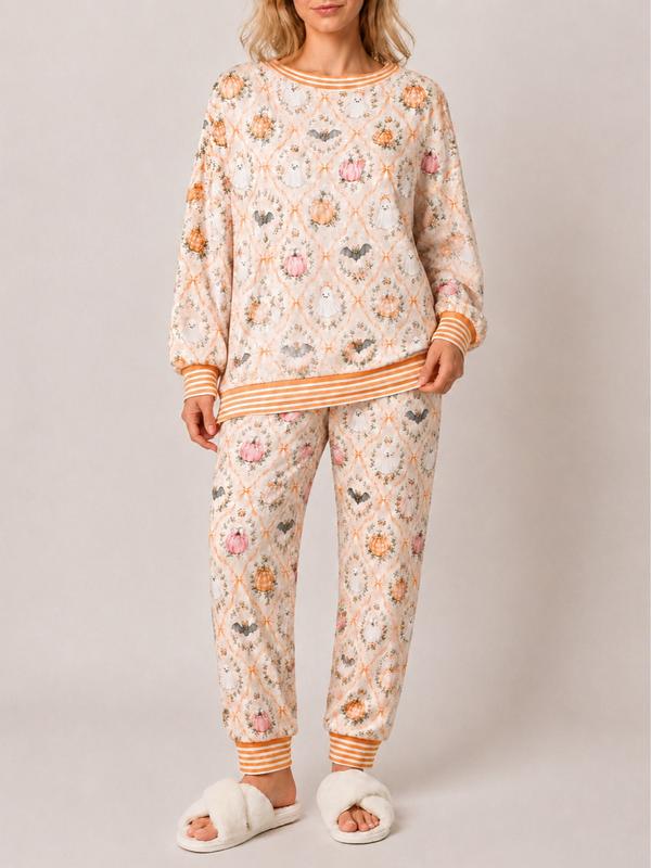 Women’s Halloween Pumpkin & Ghost Pajama Set