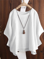White Crew Neck Dolman Sleeve Blouse