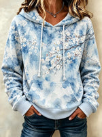 Casual Floral Long Sleeve Hoodie
