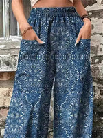 Ethnic Printed High Waisted Loose Trousers