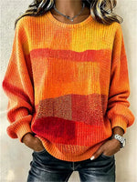 Casual Crew Neck Long Sleeve Abstract Sweatshirt