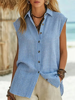 Women's Plaid Pattern Comfortable Sleeveless Art Casual Top