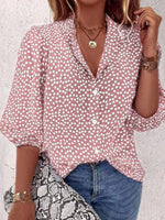 Pink Polka Dot Print 3/4 Sleeve Top
