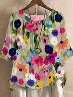 Elegant Multicolor Floral Print Top