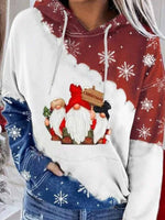 Christmas Gnomes Print Pockets Hooded Long Sleeve Sweatshirt
