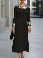 Groovy Round Neck Long Sleeve Maxi Dress