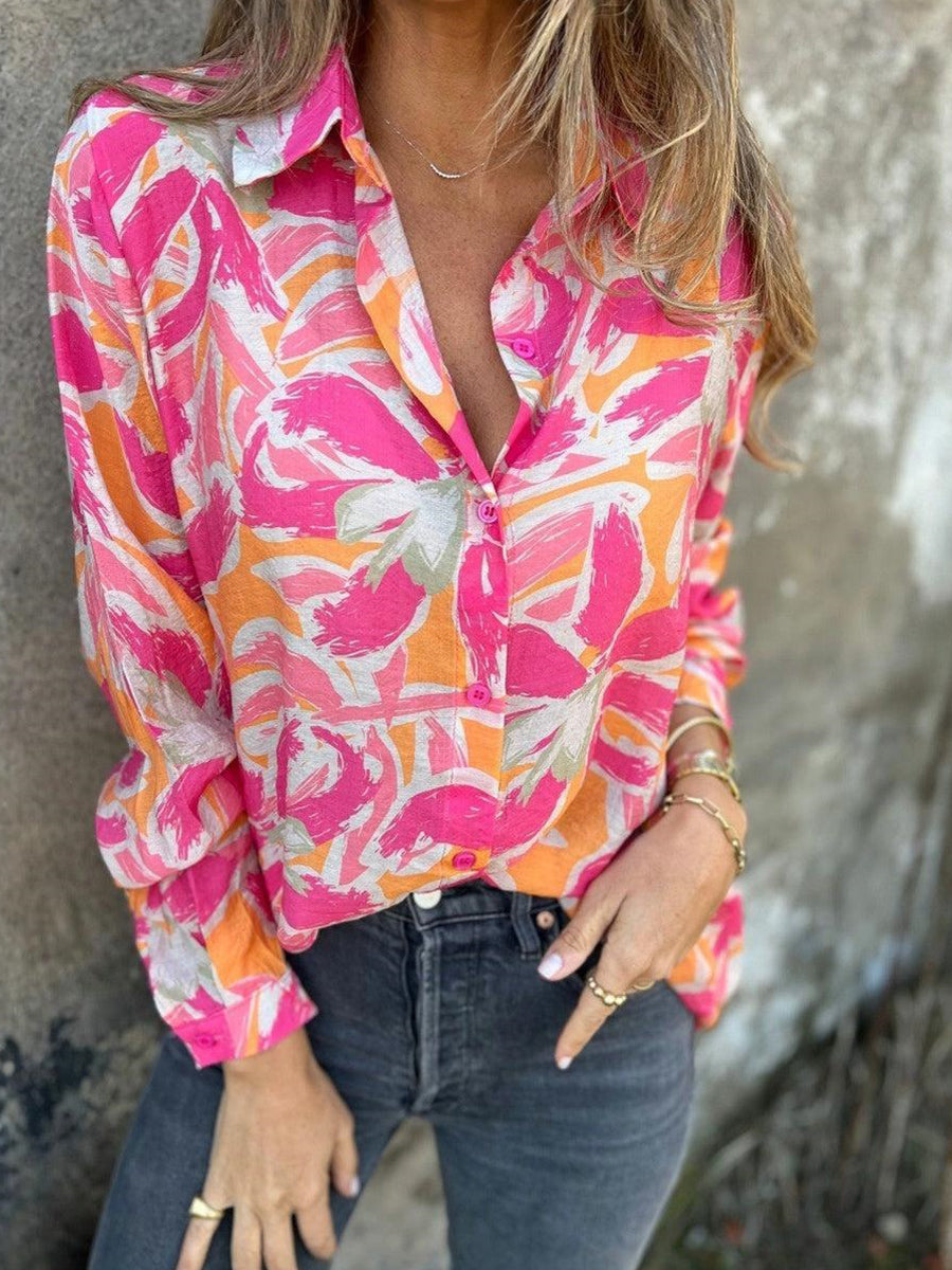Pink Long Sleeve Collared Top