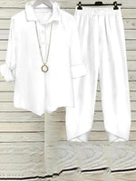 Basic Plain Long Sleeve Two Piece Set