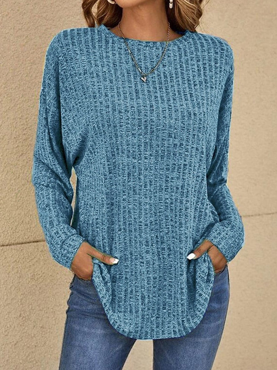Round Neck Plain Long Sleeve Sweatshirt