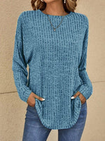 Round Neck Plain Long Sleeve Sweatshirt
