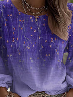 Purple Round Neck Long Sleeve Top