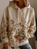 Fresh Floral Print Long Sleeve Hoodie
