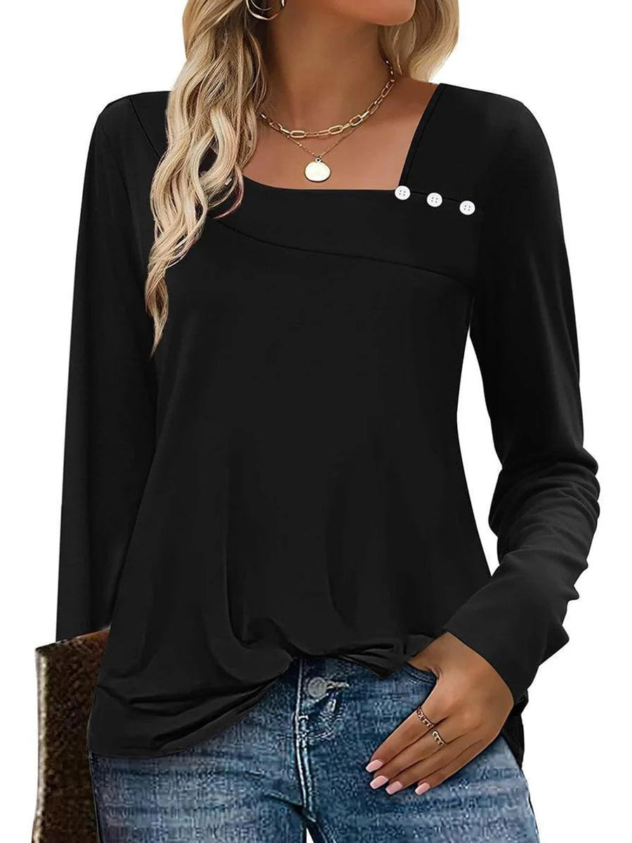 Simple Long Sleeve Plain Top