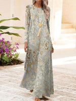 Yellow Tie Dye Print Long Sleeve Maxi Dress