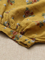 Floral Print Balloon Sleeve Crew Neck Casual Cozy Blouse