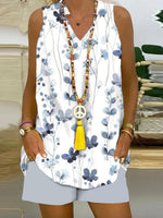 Chic Plant Print Two Piece Set