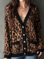 Brown Leopard Long Sleeve Cardigan