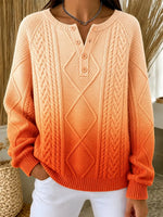 Casual Ombre Crew Neck Long Sleeve Sweater