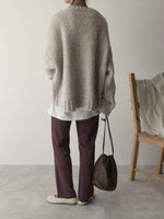Oversized Ivory Pocket Front Sweater