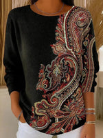 Casual Vintage Round Neck Long Sleeve Sweater