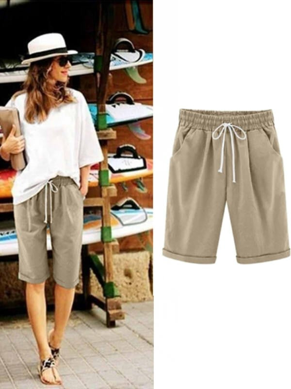 Women's Casual Loose-Fit Cotton Summer Shorts with Pockets