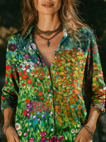 Women's Floral Print Casual Long Sleeve Shirt