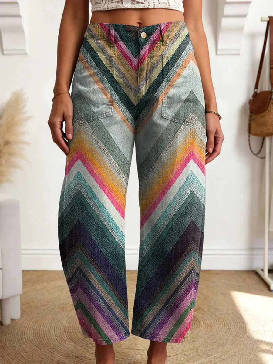 Women's Geometry Color Gradient Art Print Casual Trousers With Pockets