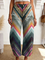 Women's Geometry Color Gradient Art Print Casual Trousers With Pockets