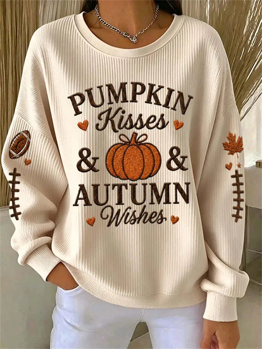 Casual Text Letters Crew Neck Long Sleeve Sweatshirt