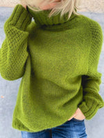 Grass Green Oversized Turtleneck Knit Sweater