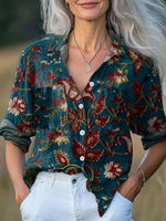 Popular Long Sleeve Floral Print Shirt