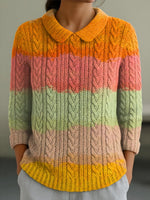 Women's Gradient Pattern Art Print Casual 3/4 Sleeve Sweater